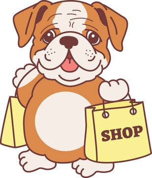 Cute funny Bulldog sticker icon. Funny Bulldog 