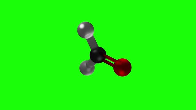 Animated Formaldehyde Molecule Spinning over Green Screen