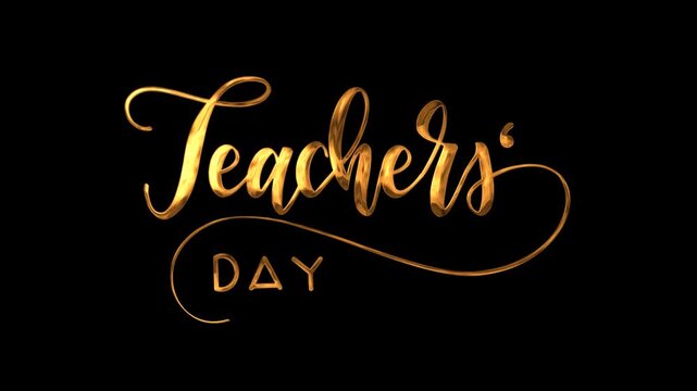 Teachers day text animation in gold. Elegant design suitable for teacher appreciation holiday promotions.