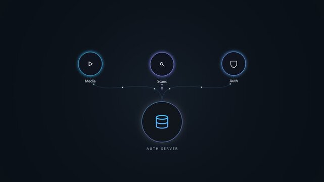 Auth server network diagram showing digital security infrastructure