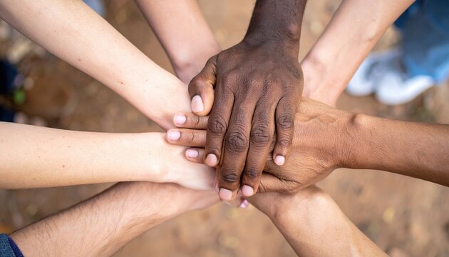 Unity and diversity represented through holding hands