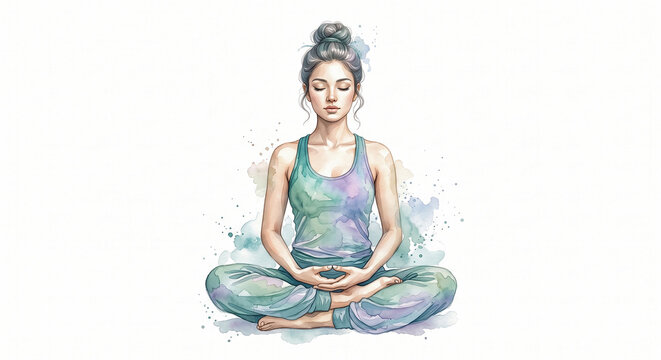 yoga pose water color sketch art
