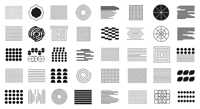 Abstract grayscale textures and geometric patterns collage for design projects.