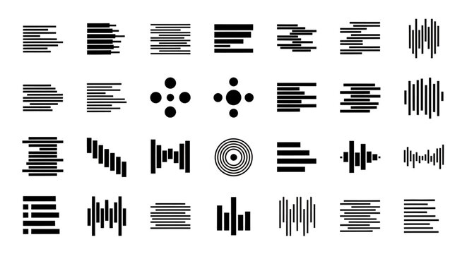 Abstract grayscale brushstroke and geometric pattern textures collection.