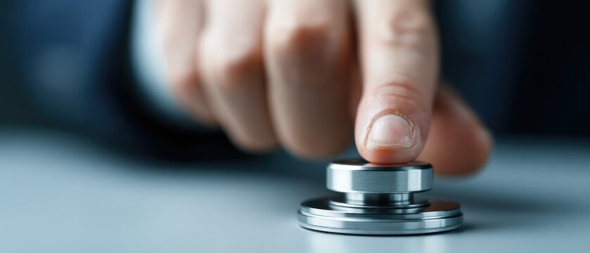 Finger pressing metal button