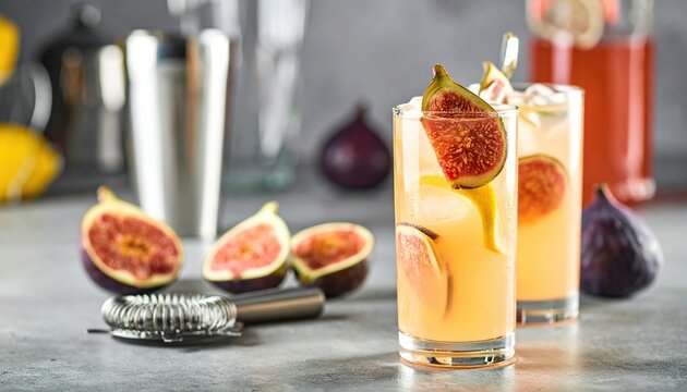 Refreshing fig lemonade with bartender tools