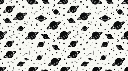 Fototapeta premium A mesmerizing pattern of planets and stars fills the dark universe background.