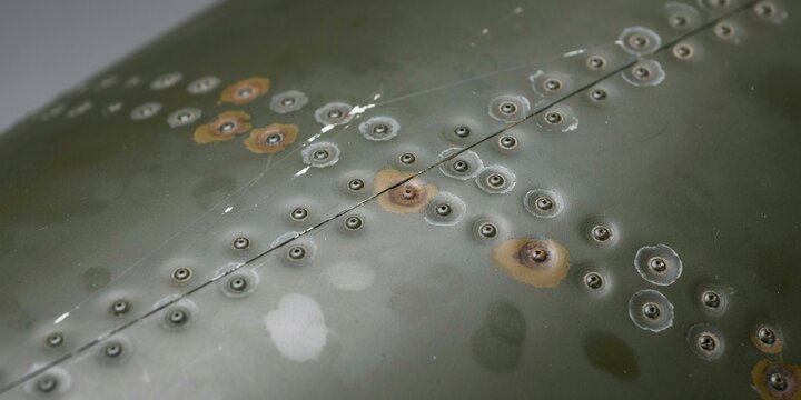  Weathered Vintage Aircraft Aluminum Metal Panel with Rivets