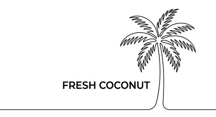 Obraz premium Minimalist continuous line drawing of a tropical palm tree.