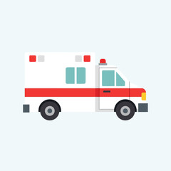 Flat design of a white and red emergency medical ambulance © Ferryarmando