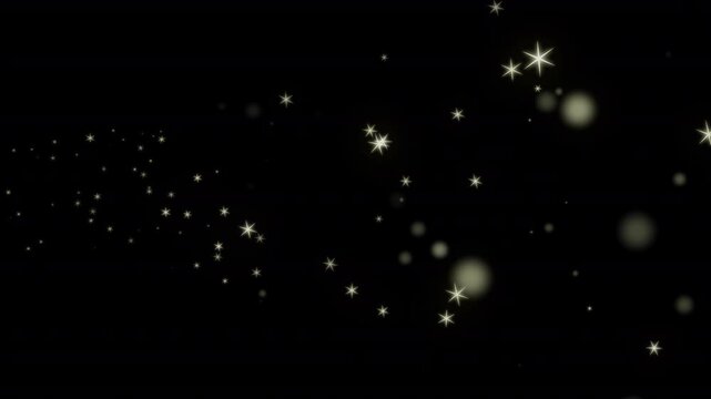 Golden bokeh particles form glowing white hexagonal abstract shapes on dark backgrounds.