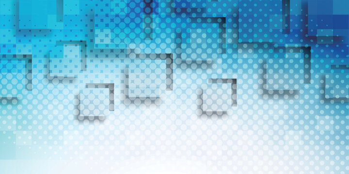 Blue Abstract Geometric Background with Halftone Pattern
