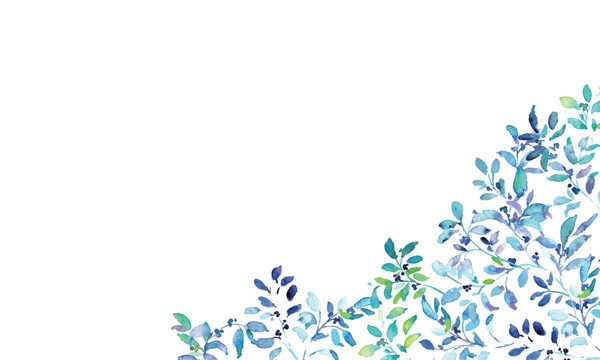水彩ブルーリーフのフレーム・背景素材セット
Blue Watercolor Botanical Frame Collection Set