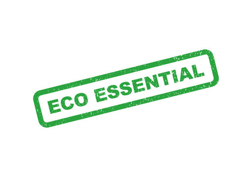 Green eco essential rubber stamp seal text on a simple design