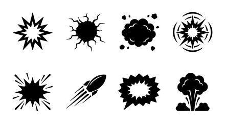 Explosion Comic Style Icons, Blast Effects, Boom Shapes, Vector Art Set © Mimi