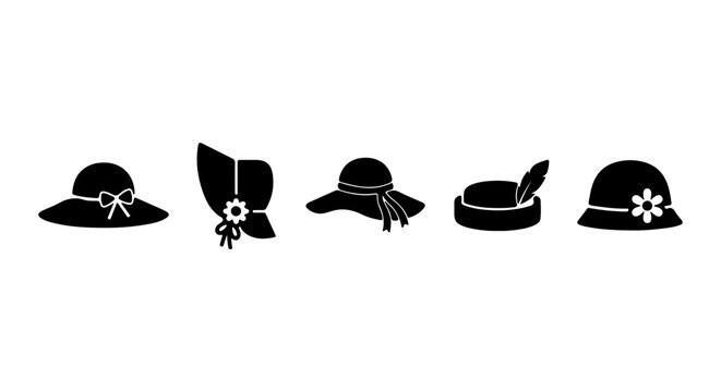 Elegant Vintage Hats Collection, Feminine Headwear Icons, Classic Ladies Fashion Silhouettes