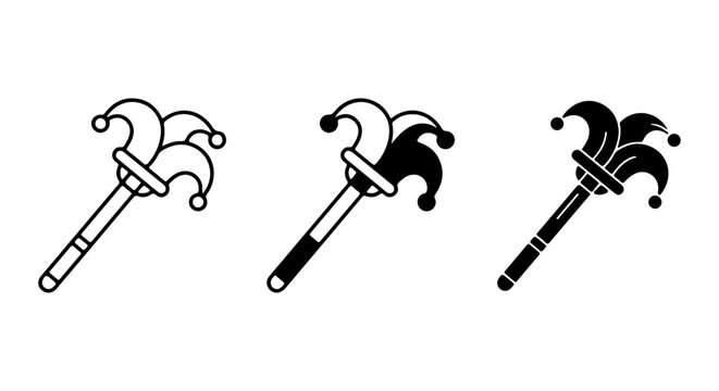 Jester Hat Icons, Carnival Symbols, Medieval Entertainment, Festive Accessories, Vector Graphics