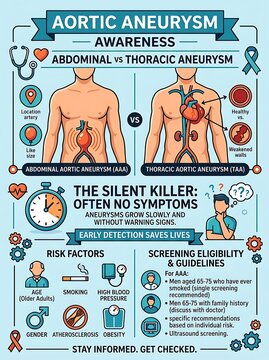 Comparison of abdominal and thoracic aortic aneurysms infographic