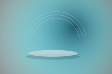 Futuristic dome with light beams on cyan background © musdalifaseptianings