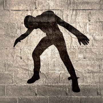 Cartoon zombie monster silhouette. Spooky and scary character.