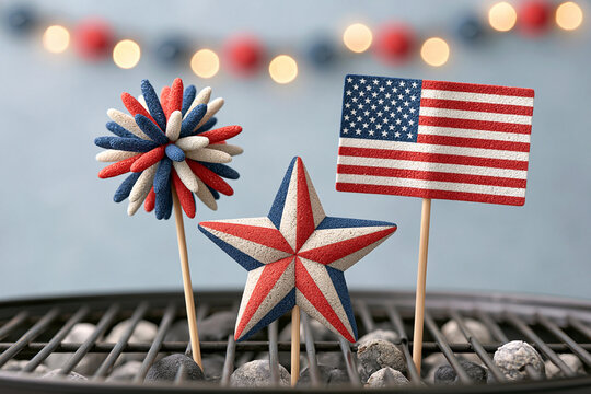 Patriotic Fourth of July Decor with American Flag and Star Ornaments