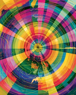 A digital illustration depicting seismic waves radiating from a central point, with a stylized map of the Philippines in the background, vibrant colors symbolizing energy, and a sense of movement.