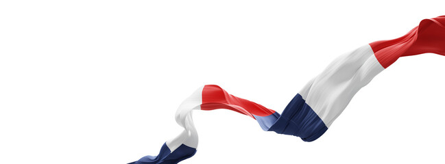 France flag ribbon sheer pleated fabric flowing isolated on transparent background with copy space design for 14 july Bastille day celebration banner 3D render © ArtBackground