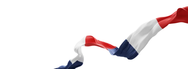 France flag ribbon sheer pleated fabric flowing isolated on transparent background with copy space design for 14 july Bastille day celebration banner 3D render © ArtBackground