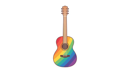 Naklejka premium Acoustic guitar with rainbow pride flag colors, isolated on white background