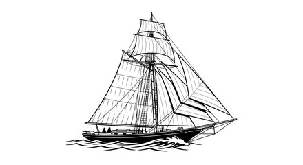 Classic Sailing Ship Silhouette Illustration © Wita