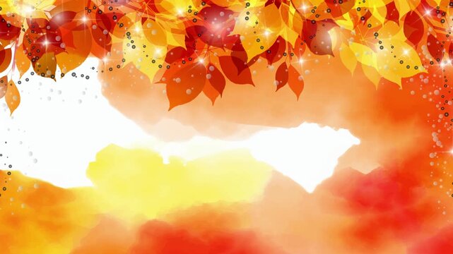 Autumn Leaves With Sparkling Watercolor Wash 4K