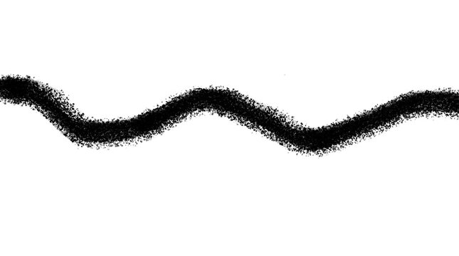 A textured black ink brush stroke shaped as a gentle horizontal wave created with a rough charcoal pencil tool on transparent backround