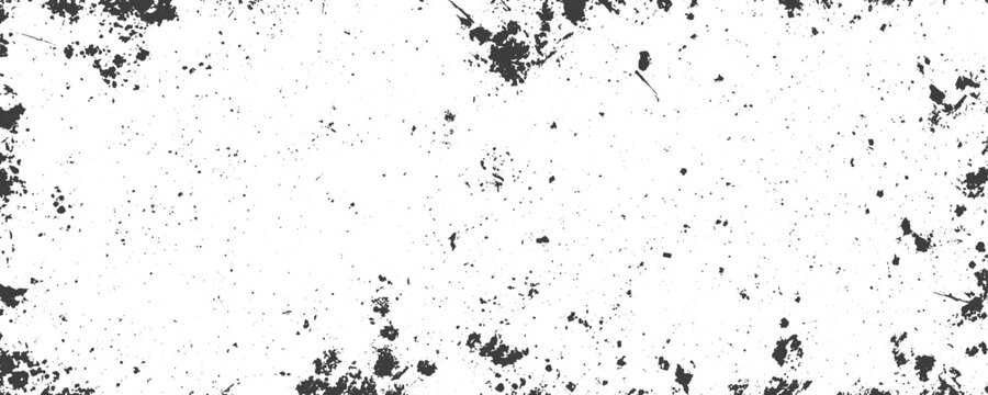 Black and White Grunge Texture Background Overlay with Splatters and Distressed Grain