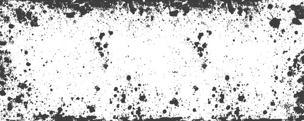 Fototapeta premium Black and White Grunge Vector Border with Distressed Ink Splatter Texture and Rough Edges