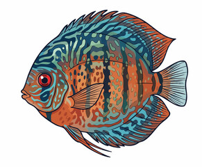 Colorful tropical fish illustration with intricate patterns and vibrant colors © colorshapppy