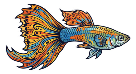 Fototapeta premium Colorful ornamental fish with intricate patterns on white background