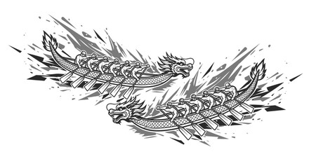 Dragon Boat Race Illustration Dynamic Sport Competition © Arion