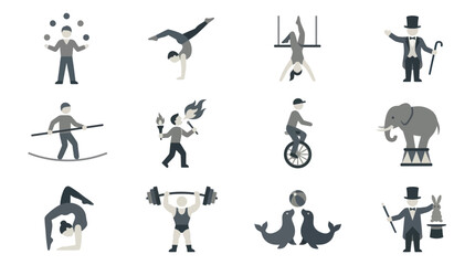 Variety of circus performers in action. © Sari