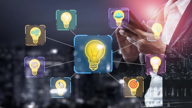 Innovative Concepts and Ideas Represented by Light Bulbs with Business Icons for Creative Thinking and Problem Solving in Modern Entrepreneurship. Entropy.