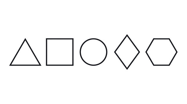 Simple black outline geometric shapes isolated on a white background
