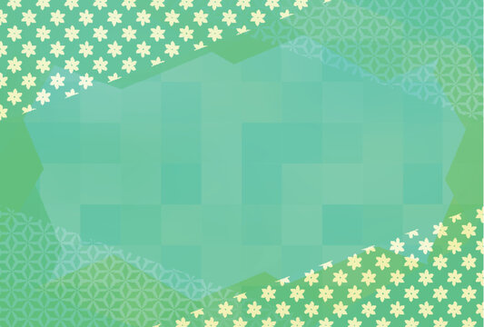 Bright Green Abstract Background Featuring Traditional Japanese Pattern Motifs