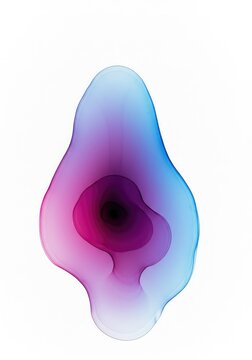 Abstract image showing the persistent trace or ghosting of a bright object, leaving a colored visual impression on a blank, stark white background, double, blur, bright