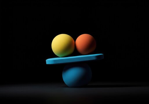 Abstract visual composition exploring dynamic imbalance through contrasting shapes and unequal distribution of forms, shape, creative, color