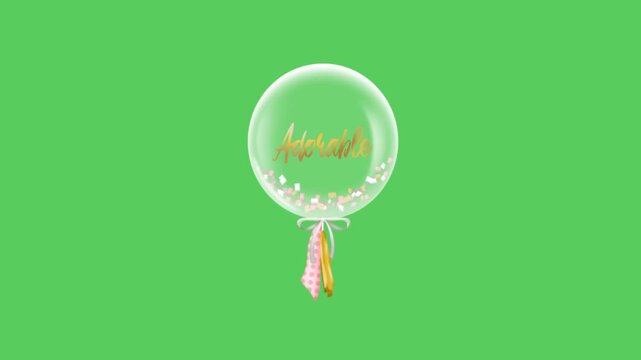 Realistic white balloons floating against a green background.