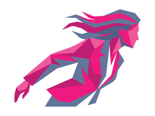 Obraz premium Single Working Women Abstract Polygon Businesswoman Vector Illustration, Modern Female Professional Leadership Concept, Geometric Corporate Design
