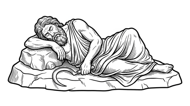 Cronus Sleeping Peacefully Illustration