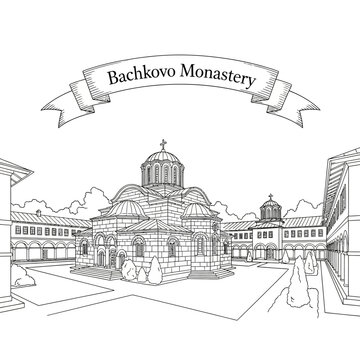 Bachkovo Monastery Drawing: Architectural Landmark, Religious Site, Bulgarian Heritage
