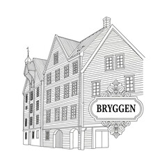 Obraz premium Historic Architecture of Bruges Canals Sketch with Bridge Reflection