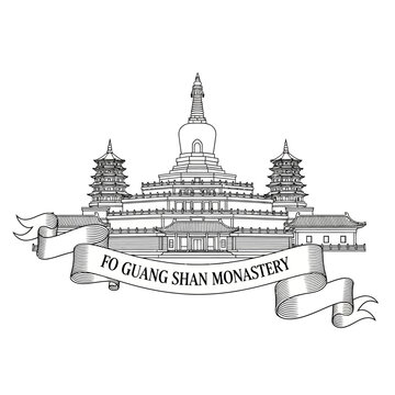 Fo Guang Shan Monastery Sketch - Asian Buddhist Temple Architecture