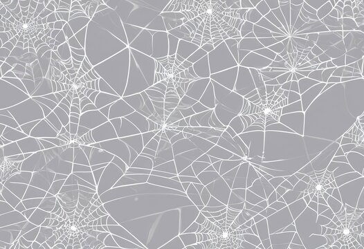 Seamless gray pattern background with intricately intersecting white spider webs